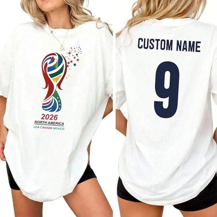 Camiseta de la Copa Mundial 2026, Camiseta Personalizada Unisex World USA, Camiseta de Seguidor de Fútbol con Diseño Político - Blanco (solo estilos en blanco y negro) - Ver 1