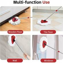 Spin Mop Head, Base, Handle Replacement For O-Ceda EasyWring Microfiber Spin Mops, 2 Microfiber Mop Refills, 1 Triangle Head Cover And 30-58in Handle Set Combo (White(1 Tank System)) - 1 - 查看 4