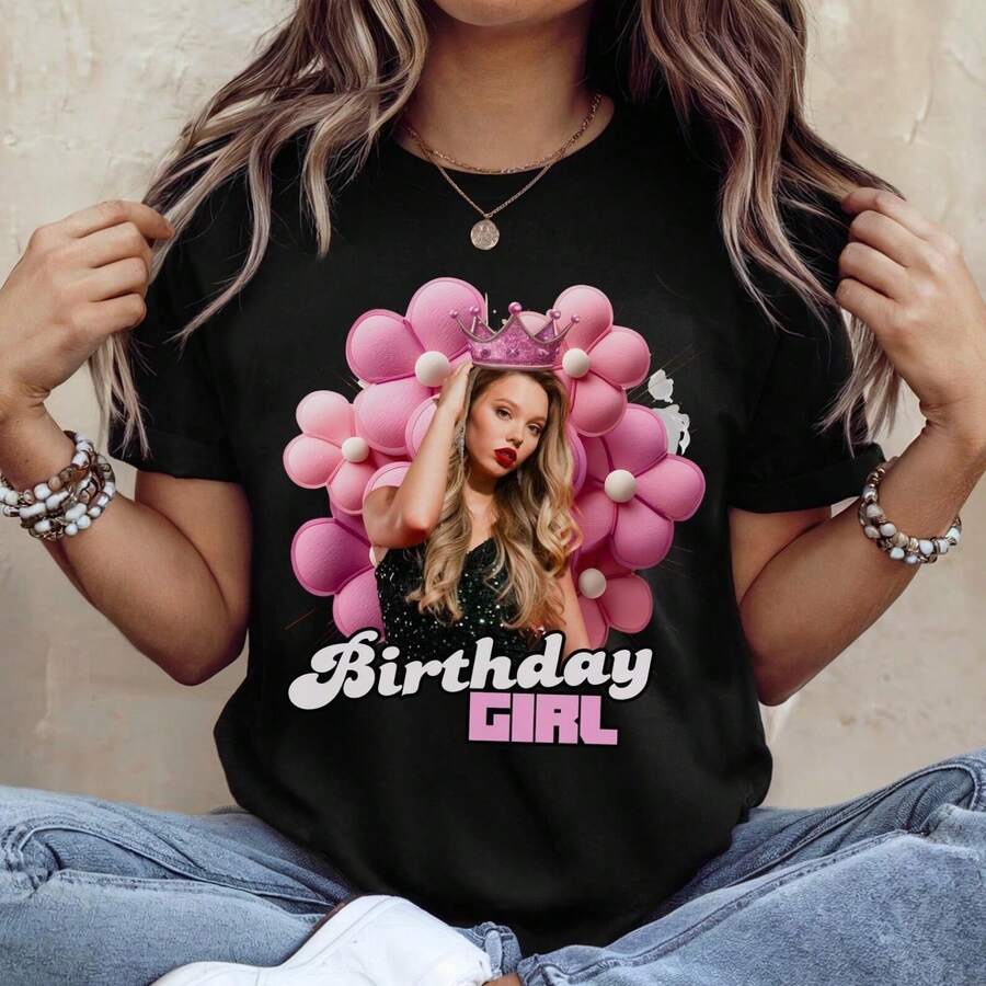 Personalized Birthday, Birthday For Women, Birthday Girl T-Shirt, Group Part 100% Cotton Unisex T-Shirt - Premium Casual Comfortable Fit T-Shirt - 黑色 - 查看 1