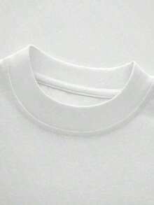 Camiseta de manga corta de algodón puro más vendida, versátil y favorecedora para la figura. Estilo de gran  recién lanzado en 2026. Top holgado de talla grande con diseño único de verano. Camiseta 100% algodón puro, gruesa, en blanco y negro, decorada con un diseño gráfico y estampado de letras a la moda, estilo unisex de manga corta. Nueva llegada para primavera, verano y otoño. Transpirable y cómodo, estilo streetwear sencillo y versátil, perfecto para conjuntos a juego para parejas. - Blanco - Ver 3