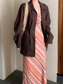 Đầm maxi nữ kiểu dáng retro kẻ sọc thanh lịch, dây mảnh, chất liệu lưới, phù hợp cho mùa hè đi biển, du lịch, lễ hội Bohemian và kỳ nghỉ. - Nhiều màu - Xem 10