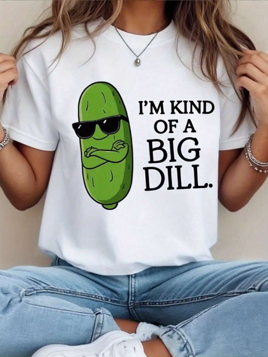 Funny Pickle Graphic Tee, soy una especie de endido grande. Camiseta de cuello de tulación blanca de verano de las señoras, camiseta de manga corta transpirable