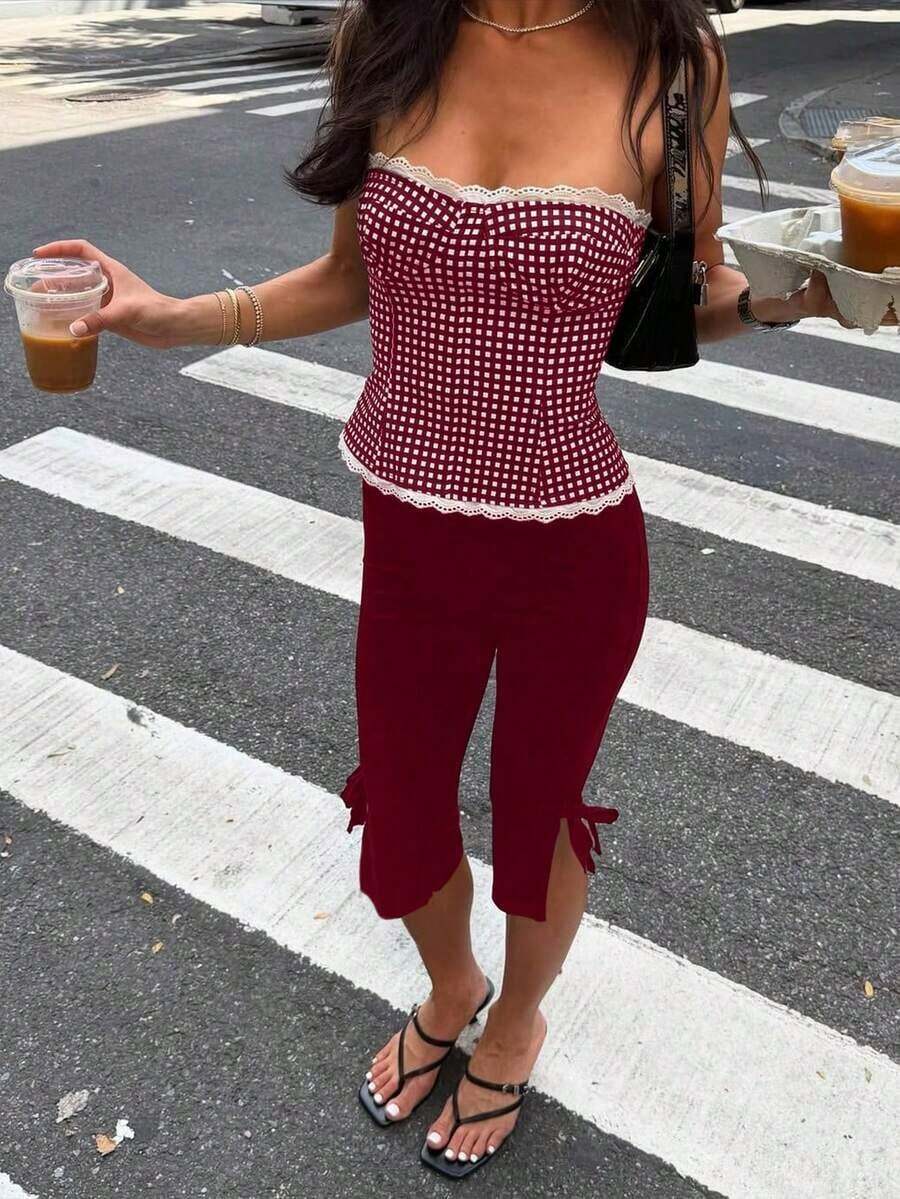Women Tank Tops & Camis - Burgundy - View 1