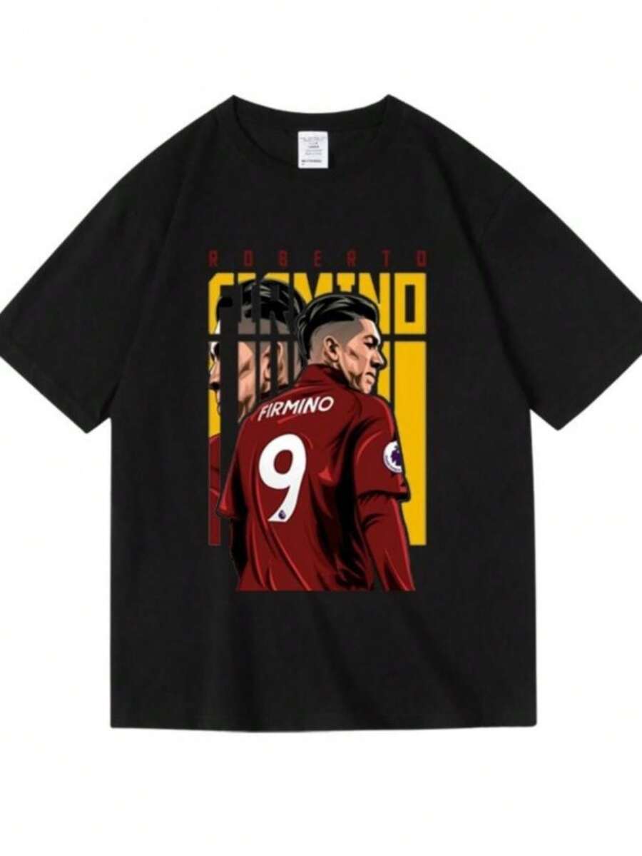 Women's Shirts 2026 Premier Leagues Football Salah Print Handsome Fashion Cotton Top Short-Sleeved Women T-Shirt - 黑色 - 查看 1