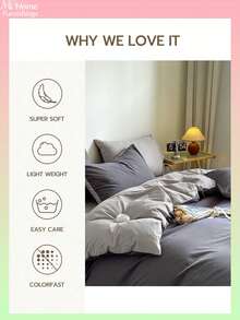 2/3pcs Dark Gray & Light Gray Bedding Set, Includes 1 Duvet Cover & 2 Pillowcases, Soft & Comfortable Bedding, Available In Multiple Colors, Suitable For Dorm Room Or Home Decor, Machine Washable, No Filling - Dark Grey - View 6