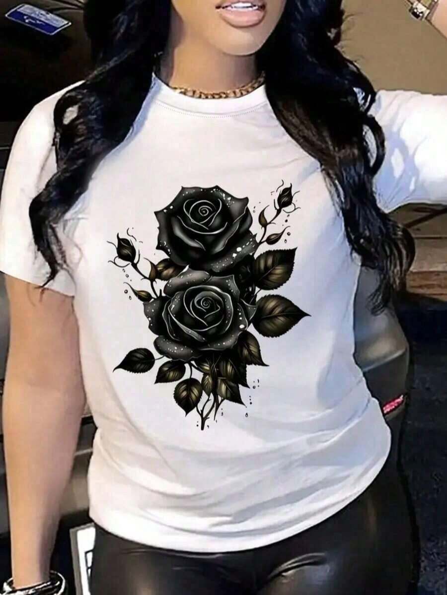 Regalo | 1 Playera para Mujer 100% Algodón Transpirable | 1 Floral Hoja Color combinado Sexy Casual Dulce Fiesta Elegante Ninguno Noche de fiesta Escenario y concierto Playa Oficina Casa Deportivo Vacaciones Concierto de música country desalmuerzo fiesta del té viaje Despedida de soltera verano Estampado floral 3Dwinter clothes for women, - Ideal para el VeranoSoft - Blanco - Ver 1
