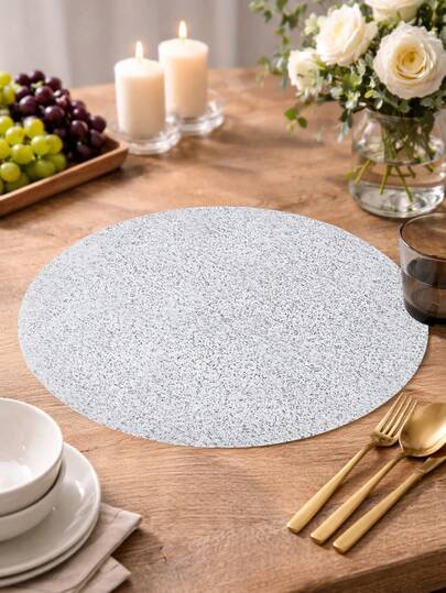 50pcs Disposable Placemat Table Mats,Silvery Round Placemats,Heat Resistant Table Mats,Suitable For Kitchen And Dining Room,Wedding Decoration,Holiday Table Setting,Home Decor,Room Decor,Party Supplies,Party Favors,Family Gatherings Decor,Restaurant Decor