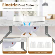 GOFLAME Manicure Nail Table With Electric Dust Collector Foldable Nail Table With Bendable LED Lamp And Wrist Pad 4 Lockable Wheels Spa Salon Workstation - White - View 6