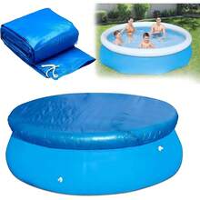 Cubierta redonda para piscina, lona impermeable, cubierta antipolvo para alfombra de suelo para piscinas inflables circulares sobre el suelo, fácil de configurar con cuerda de tracción, alfombra de picnic al aire libre, protector de piscina grueso, adecuado para todas las piscinas inflables redondas, a prueba de polvo e impermeable - B - Ver 4