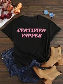 Women's Funny Y2K Graphic Tee - Black Tee With Pink Lettering - Bold Confidence Message Top - Everyday Casual Outfit Essential - Birthday/Holiday Gift Idea - Soft Machine Washable Tee, Cute Tees, Versatile Tee,  Tee, Comfortable Fabric, Y2K Tee - 白色 - 查看 10