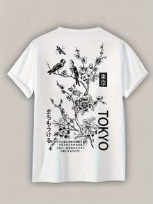 Lonblece 3 buah Kaos Lengan Pendek Bergambar untuk Pria, Gaya Kasual Jalanan dengan Grafis Gunung & Burung Retro Amerika. - MultiWarna - View 6