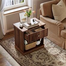Modern Fluted Bedside Table – With Single Drawer And Open Shelf – Mid-Century Design In MDF – Compact And Functional – Ideal For Bedroom Or Living Room - one-size - View 5