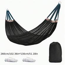 一套便携式透气吊床，户外网状秋千，防倾倒露营旅行用品，带收纳袋 - 彩色 - 查看 6