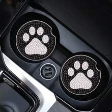 2pcs DIY Diamond Painting Car Cup Coasters, 2.8 Inch Anti-Slip Coasters, Universal Car Interior Decor, Shiny Feminine Style, Multipurpose For Car, Home And Office Desk - View 2
