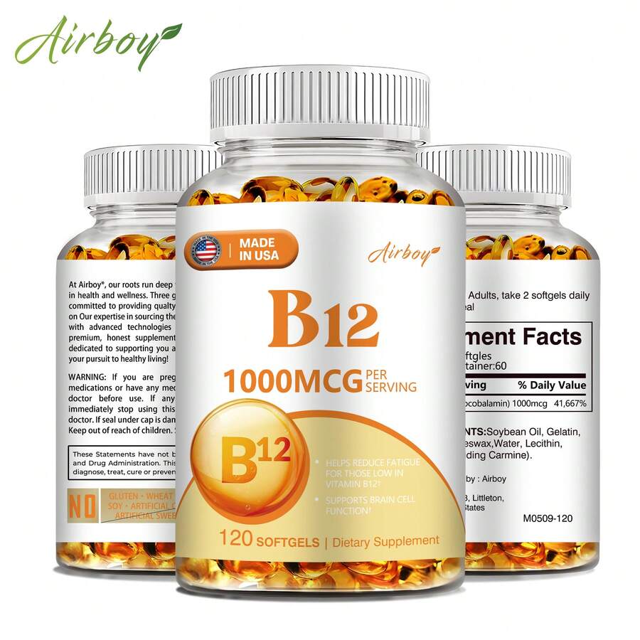 XEMENRY Vitamin B12 Capsules - Supports Energy Metabolism, Boost Natural Energy, For Brain, Nervous System, And Heart Health - 120pcs - 120粒膠囊 - 查看 1