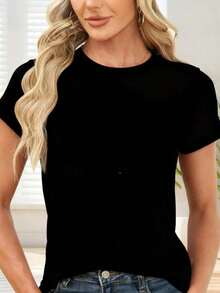 GiftCamiseta de  con Estampado de Letras para Uso Diario y OcioSoft - Negro - Ver 7
