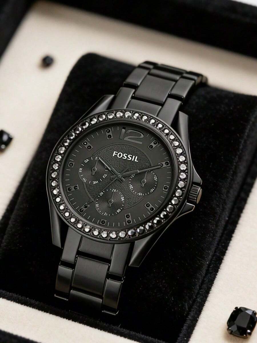 Reloj analógico negro Riley de Fossil para mujer ES4519 - Negro - Ver 1