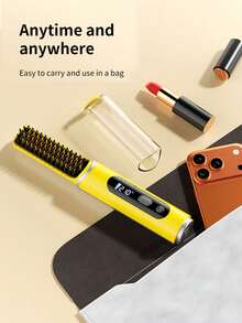1pc Wireless Hot Air Brush, Cold Air Comb, Curling Iron, Compact Portable Straightener, Mini Straightening Brush, Negative Ion Hot Air Styling Comb, 5 Temperature Settings, Dual MCH Ceramic Heating, LCD Display USB Rechargeable Straightening Comb, Negative Ion Technology Hot Hair Brush, Straightener, Anti-Scald Protection, Student, Outdoor, Travel, Home, Dormitory Supplies, Women's Gift - Hot Air Comb - View 6