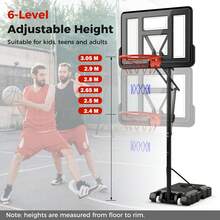 GOFLAME Basketball Hoop System For Outdoor Basketball Goal With Wheels Adjustable Height 44" Shatterproof Backboard And Fillable Base - Black - View 5