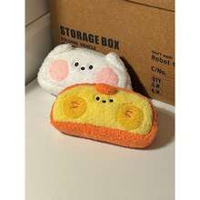 1 pieza Estuche de lápices de gran capacidad de peluche, soporte para bolígrafos de almacenamiento de papelería de dibujos animados - Dibujos animados - Ver 5