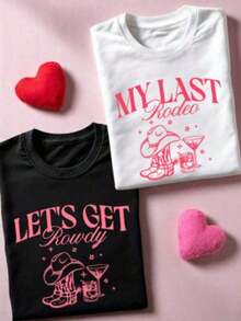 1 Piece Bachelorette Party T-Shirt "Last Rodeo", Nashville Bachelorette Party, Bridesmaid T-Shirt, Country Bachelorette Party T-Shirts, Cowgirl Bridal Party, "Let's Make Some Noise, My Last Rodeo" IT-3213Y2Y-Summer Clothes CA24180g 100% Cotton - 黑色T卹,讓我們嗨起來! - 查看 6