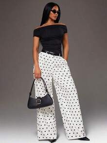 Pantalones anchos de pierna ancha de satén negro sueltos y minimalistas modernos para mujer, pantalones largos de oficina, pantalones anchos negros, pantalones anchos de cintura alta, pantalones de traje negros, pantalones largos de satén, pantalo - Multicolor - Ver 5