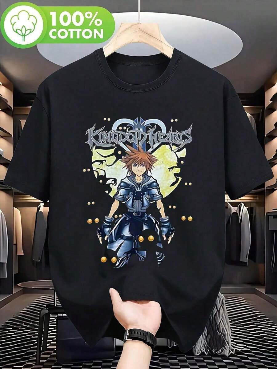 2026 New High Quality Casual Graphic T-Shirt For Men - Black Anime And Gaming T-Shirt With Iconic Design And Text, Perfect For Daily Wear And Outdoor Activities - Loose Fit, Breathable, Soft, For Men's Daily Wear, Men's T-Shirt, Women's Shirts, Available In Sizes For Kids And Adults. - 黑色 - 查看 1