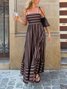 Vestido sin mangas casual de uso diario con rayas para mujer - Multicolor - Ver 4