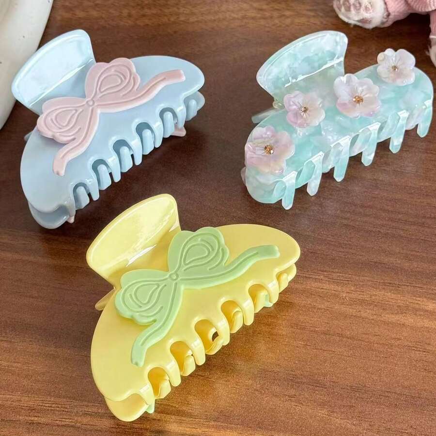 1 pieza Clip de pelo con diseño de mariposa de color caramelo sólido, de uso versátil, de moda coreana retro, para uso diario casual de mujeres/niñas, gran regalo - Multicolor - Ver 1