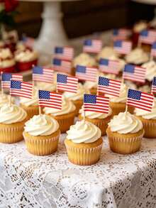100pcs/Set American Flag 4th Of July Independence Day Thanksgiving Day Cupcake Toppers Picks For Party Decorations Supplies, Toothpicks Flags, Holiday Party Cake Decoration Flags, Hamburger Decoration Supplies, Cupcake Decoration,Independence Day Decoration Supplies - View 3