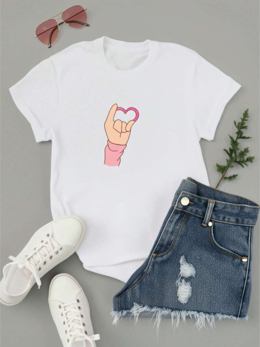 Una camiseta de manga corta blanca de mujer con cuello redondo, perfectara el uso casual de verano. Es suave y transpirable, adecuado para casa, vies y - un regalo i para el Día de la Madre y lascua, con un estilo cajero minimalista y de moda