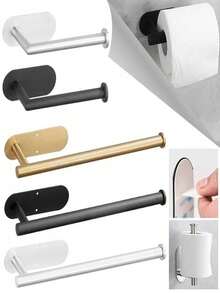 1 pièce Porte-papier toilette autoadhésif en acier inoxydable, boîte de mouchoirs montée au mur, étagère de rangement gain de place pour salle de bain et cuisine, cadeau idéal pour maman, été - Multicolore - Voir 3
