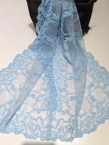 1pc Solid Color Knitted Embroidered Floral Lace Shawl/Scarf - Multicolor - View 14