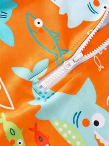 New Baby & Toddler One-Piece Animal Print Swimsuit, Quick-Dry Swimwear, Protective Rash Guard For Summer - Orange - View 6