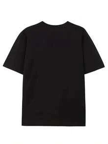 Camiseta de manga corta con cuello redondo para mujer, 100% algodón - Estampado "Pride, Not Prejudice" con diseño de frutas coloridas, top casual de verano, lavable a máquina, camiseta de tela suave para uso diario informal. - Negro - Ver 2