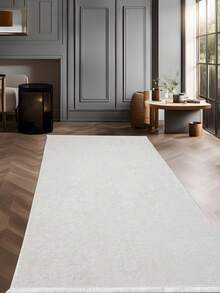 Modern Ivory Area Rug For Living Room | Soft Minimalist Contemporary Carpet Made In Turkey - Beige - View 1