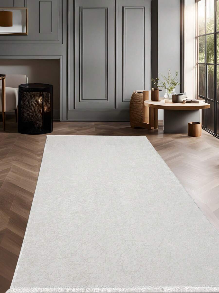 Modern Ivory Area Rug For Living Room | Soft Minimalist Contemporary Carpet Made In Turkey - Beige - View 1