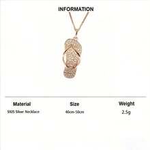 1 pieza Collar colgante de diseño de zapatilla de lujo de plata S925 con circonita brillante, joyería elegante de uso diario, regalo de calidad para seres queridos - Amarillo Oro - Ver 5