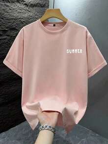 1 Men's Graphic Print T-Shirt, Summer Beachwear, Loose Fit Short Sleeve T-Shirt. This Men's T-Shirt Has A Casual, Vacation-Style Design, Very Suitable For Beach Getaways As Well As Everyday Wear. - 粉色 - 查看 3