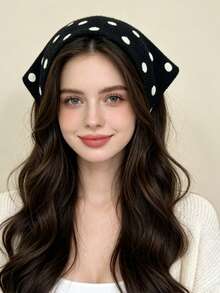 1pc Polka Dot Print Triangular Knit Headband, Fashion Headdress Triangular Scarf, Vacation Style Decorative Headband Gift For Friends Summer Hair Accessories Beach Hair Bands Women Bandana - Multicolor - View 6