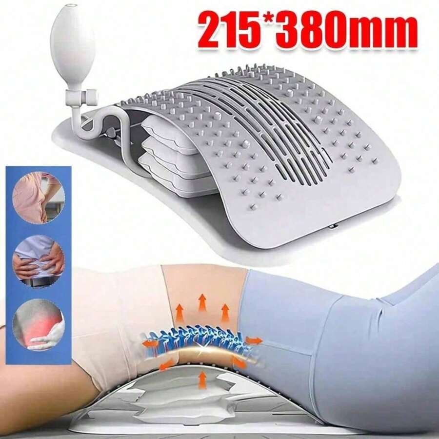 Rückenstrecker Mit Verdicktem Airbag, 104 Massagepunkten, 8 Magnetpunkten, Hohlem Und Atmungsaktivem Design, Haltungskorrektor, Lendenwirbelstütze, Geeignet Für Zuhause, Büro, Yoga, Fitness, Regeneration Und Dehnungstraining. - Grau - Übersicht 1