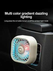 1pc Car Air Vent Mounted Fan With Colorful Lights, 3 Wind Speeds, Low Noise, USB Powered, Suitable For Vehicle Mini Fan - A - View 4