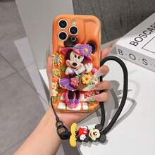 Disney Has Authorized, Phone Case - Chain Set, This Set Features A Mickey Mouse Phone Case Paired With A Detachable Silicone 3D Stitch Wrist Strap, Complete With A Metal Ring Attachment. Crafted Using A Unique 2D Wave-Texture Technique, The Case Is Made From Eye-Catching And Adorable TPU Material, Showcasing Classic Mickey And Minnie Mouse Designs. It Is Compatible With The Entire IPhoneseries, Including Models 17, 16, 15, 14, 13, 12, 11, XS, XR, X, Plus, Pro, And Max. This Stylish, Cartoon-Themed Protective Case Not Only Provides Robust, All-Around Protection For Your Device But Also Makes For The Perfect Gift For Friends And Family. IPhone17 Pro Max Case. Disney Phone Case. - trắng - Xem 5