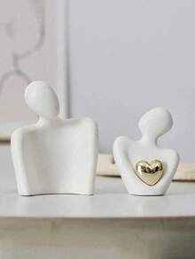 1pc Resin Heart Shaped Sculpture, Modern Home Decor, Suitable For Bookshelf/Desk/Nightstand, Anniversary Gift, Home Decoration, And Gift For Mother - A - View 4