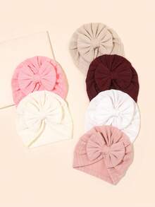 Bộ 6 chiếc mũ len dệt kim jacquard cho bé 1-6 tháng tuổi, mũ turban nơ cho trẻ sơ sinh, bộ mũ cho trẻ sơ sinh, dùng được cả bốn mùa. - Nhiều màu - Xem 10