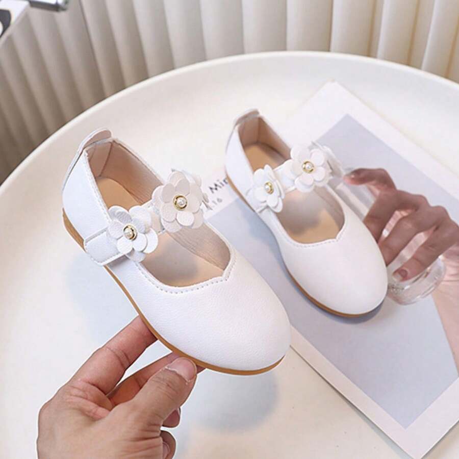 1 Par Sapatos Planos Confortáveis e Macios para Meninas, Sapatos Florais Fofos e da Moda com Solado Emborrachado