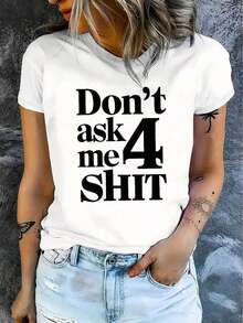 Women's Casual Short Sleeve T-Shirt, 1 Piece, 100% Heavy Cotton - Comfortable Round Neck, Soft T-Shirts > Beautiful. - 白色 - 查看 3