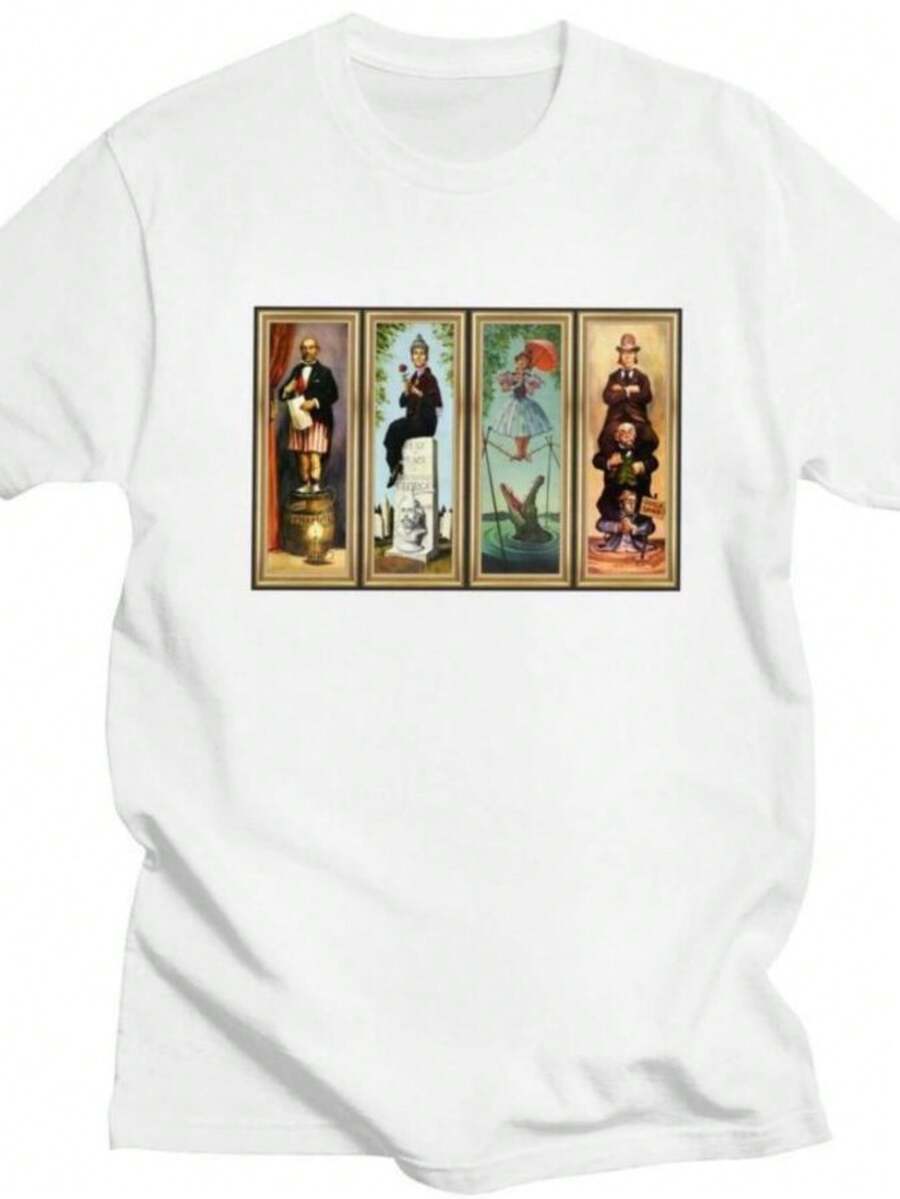 playeras de mujer 2026 Custom Trendy Haunted Mansion Stretching T Shirt Men Women Short Sleeve 100 Cotton T-shirt Leisure Tee Tops Fashion Tshirts - Blanco - Ver 1