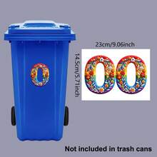 2 Sets Rainbow Floral Digital Trash Can Stickers, Removable Self-Adhesive Waterproof PVC Decals, Suitable For Car License Plates, House Numbers And Country Style Home Decor - Trash Can Stickers - View 21