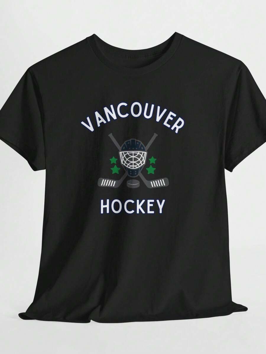 Vancouver Hockey Tee, Comfortable Spor T-Shirt, Uni Cotton Shiror Fans, Greaor Games And _ - màu đen - Xem 1